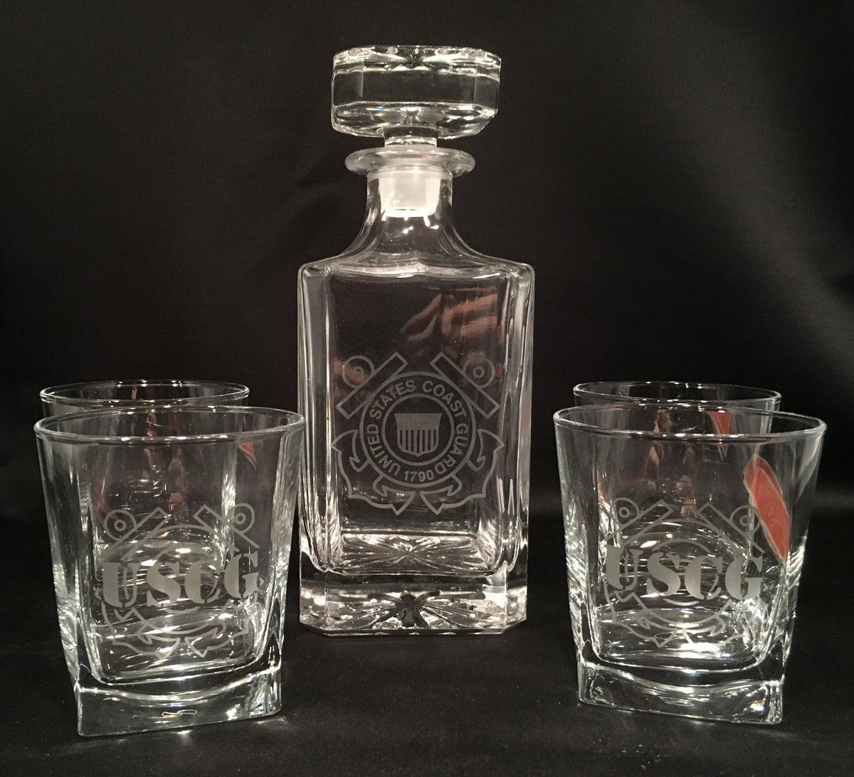 Custom Etched Decanter Set Split Coast Creations