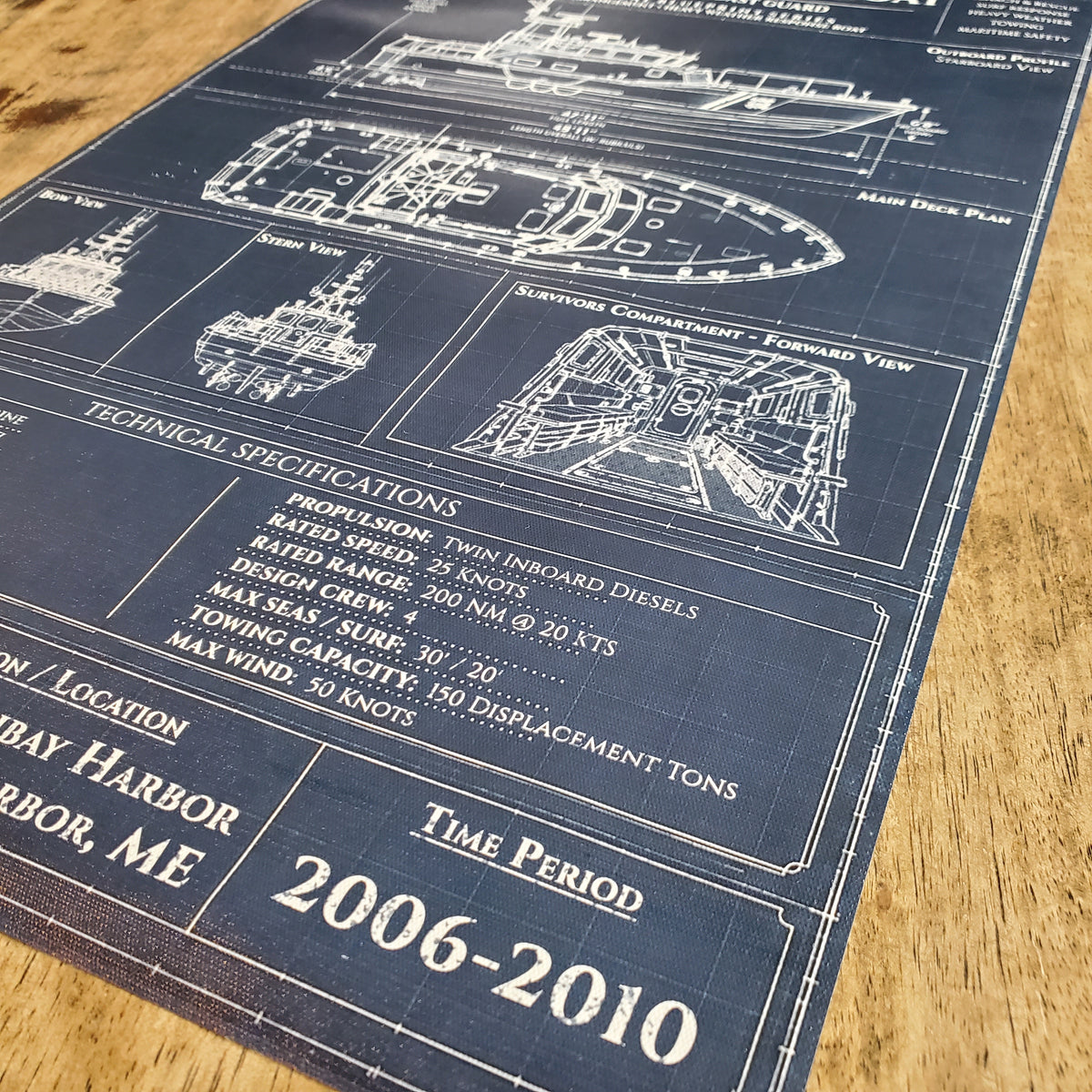 Small Boat Blueprint Canvas