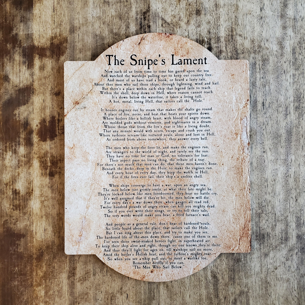 The Snipes Lament Plaque